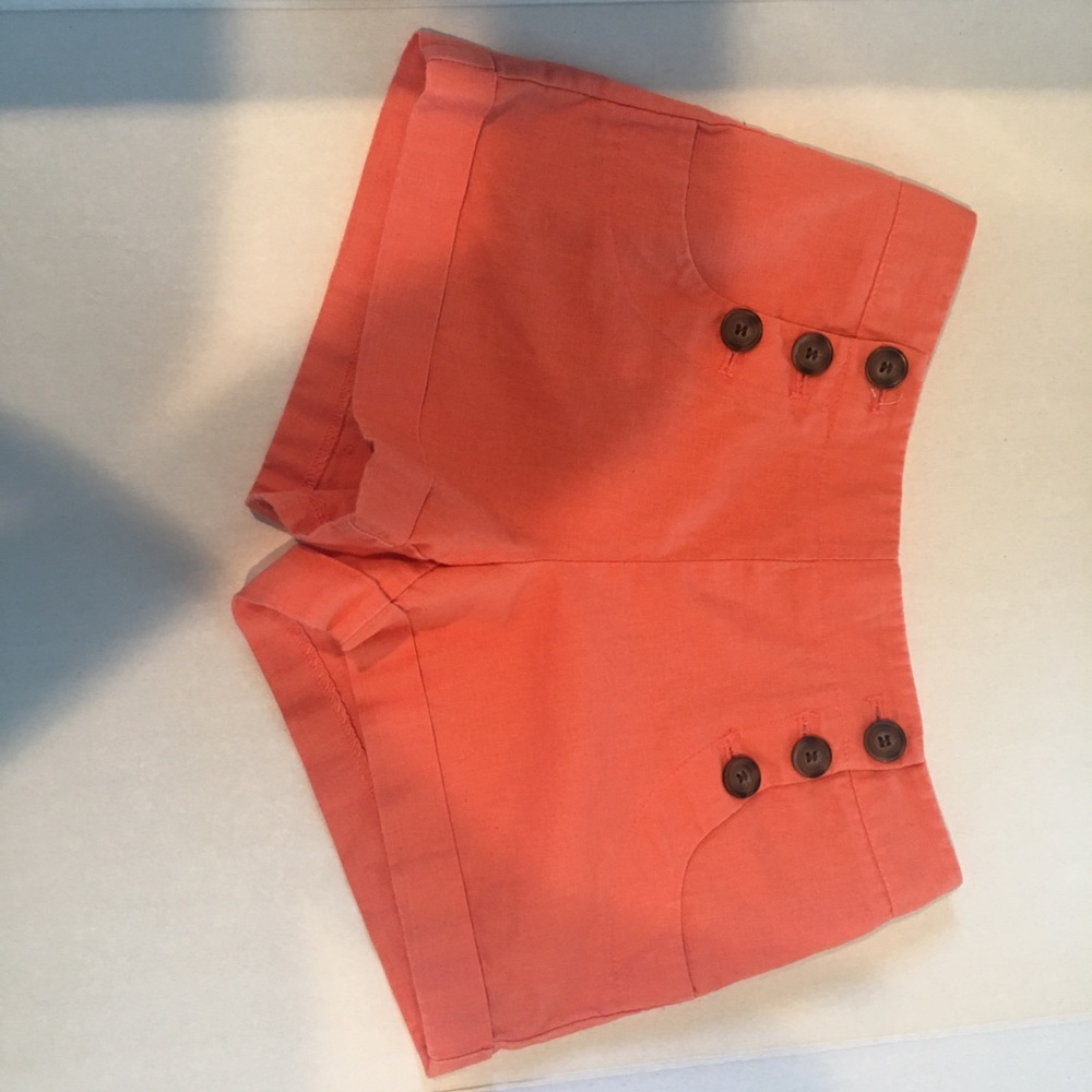 Orange linen shorts